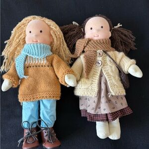 Set of 2 adorable handmade Waldorf-style cloth dolls.